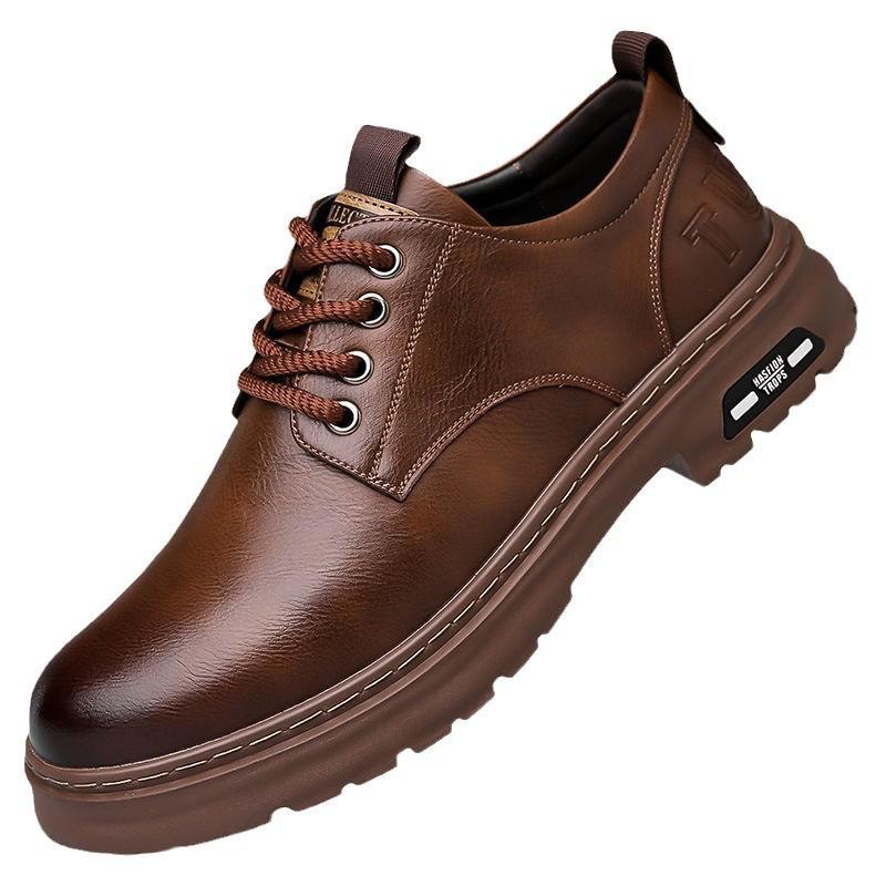 2024 Heren Retro Handgemaakte Leren Schoenen - Lente & Herfst, Slijtvast, Vetersluiting, Casual Werkkleding