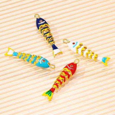 Karpfen Plated Emaille Fisch Anhänger Schmuck Zubehör Diy Anhänger Bewegliche Mini Metallfische Kreativ Wasserdicht Tropföl Fisch Täglich