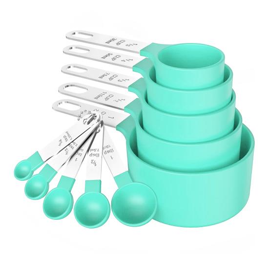 10Pcs Measuring Cups And Spoons Set, Stainless Steel Measuring Cups for Dry Liquid Ingredients, Nesting Baking Tools, Kitchen Gadgets