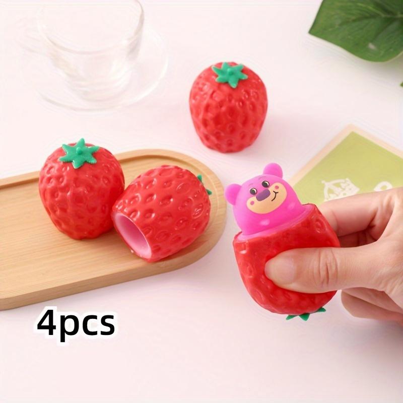 

4/6/8 шт. Милые мягкие игрушки, сенсорные игрушки-непоседы, забавные игрушки для сжимания, мягкие клубничные мишки Strawberries-4pcs