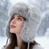 Bomber Hat Women's Winter Thick Warm Knitted Wool Hat Men's Outdoor Cold-Proof Imitation Rabbit Hair Ear Protection Hat