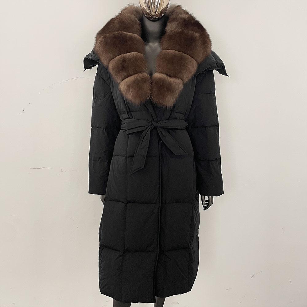 OFTBUY 2024 Winter Women Coat Real Natural Fox Fur Collar Thick Warm Long Jacket Turn-down Detachable Outerwear Streetwear