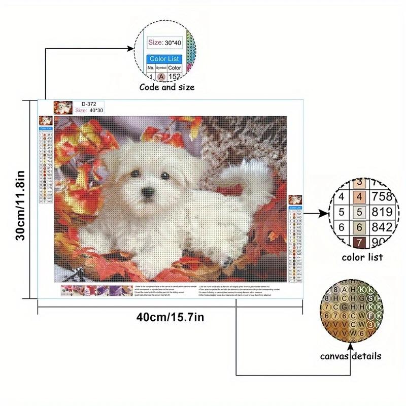 1 set de pictură cu diamant 5D bricolaj fără încadrare, truse de broderie pentru cățeluși, artă de perete cu stras 5D, decorațiuni pentru casă și accesorii pentru hobby