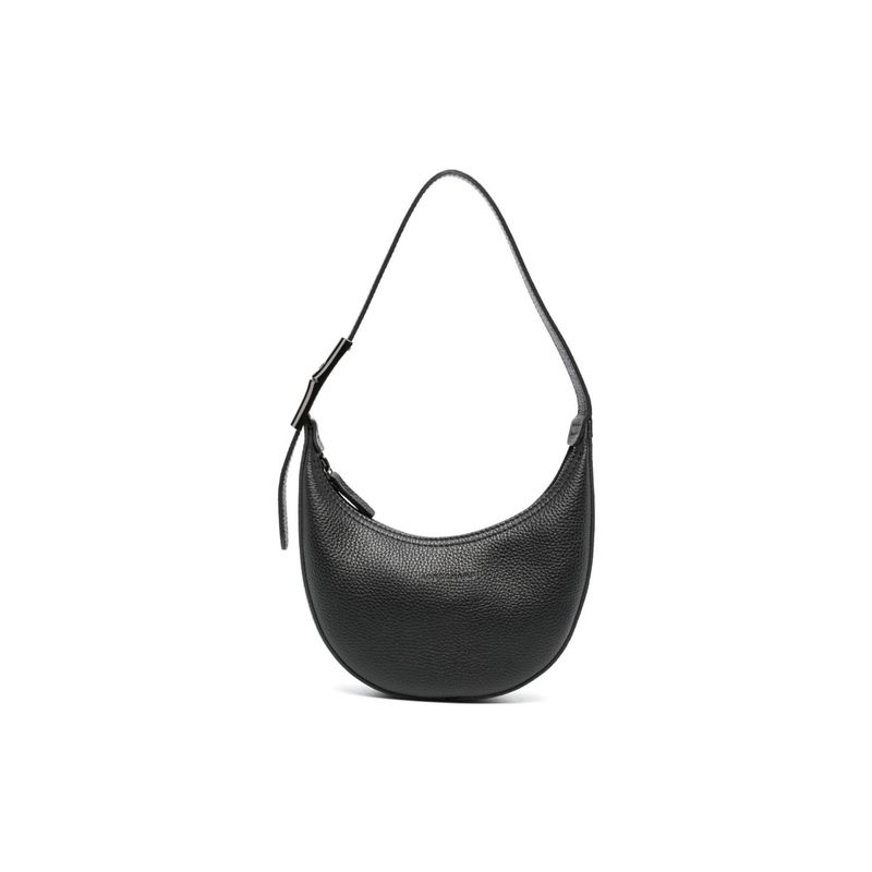 Longchamp Le Roseau Essential 21 Geprägtes Logo Reißverschluss Leder Halbmond Handtasche Schultertasche Klein Damen Handtaschen Schwarz 10217968001