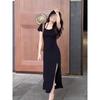Split Fork Long Hepburn Little Black Dress Niche Show Figure Little Mother Hip Wrap Long Dress Black High Cold Dress Summer