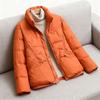 Winter new fashion temperament small short stand-up collar thickened white duck down thin warm jacket
