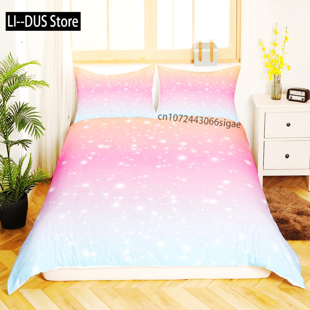 Blauer Ombre Bettbezug Queen Size Ozean Meerblau Weiß Farbverlauf Einfarbig Weiches Bettwäscheset Moderne Abstrakte Kunst Bettdeckenbezug