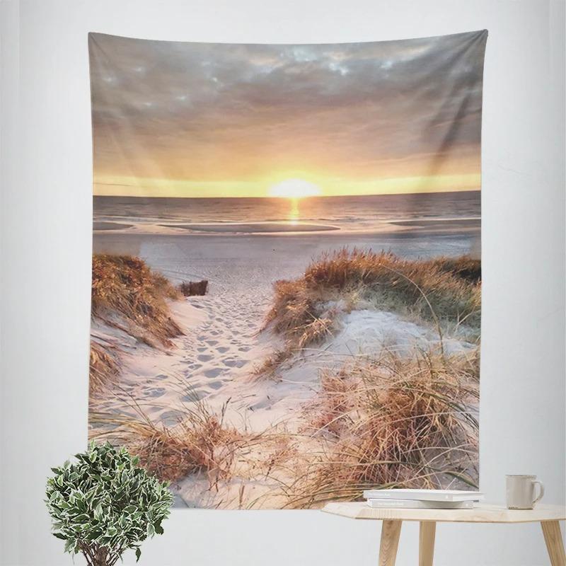 

Пляжный пейзаж, свежий декоративный гобелен, декор для дома, стены, офиса, гостиной, гобелен 100x75cm