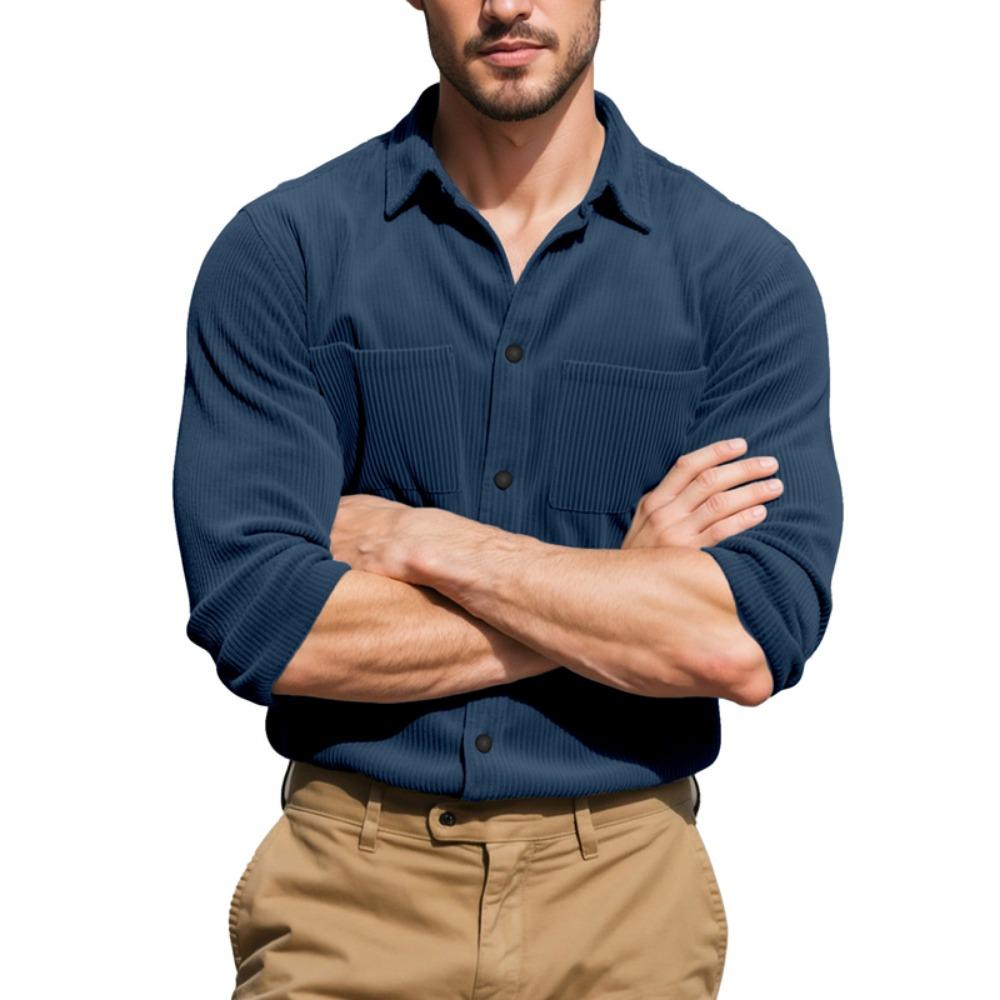 New Spring Autumn Men's Corduroy Shirt Europe Vintage Style Casual Versatile Long Sleeve Workwear Jacket for Men