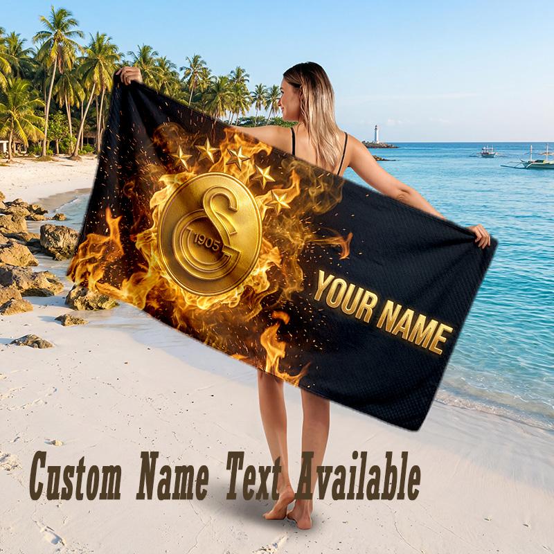 Galatasaray FC Design Beach Towel Custom Text Large Towel for Beach Vacation