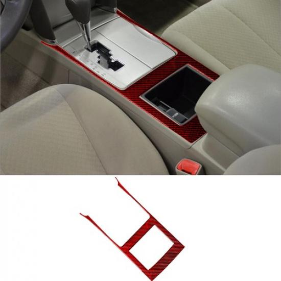 Red Carbon Fiber Transmission Console Frame Cover Trim For Toyota Camry 2007-11