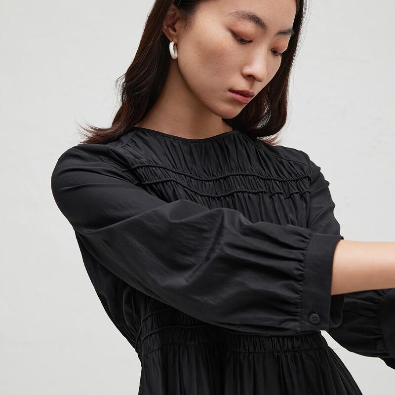 broadcast Women's Pleated Long-Sleeve A-Line Mini Dress