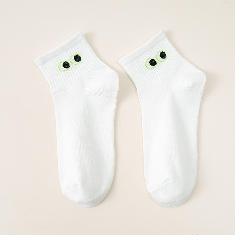 10 Pairs of Women's Autumn Color Striped Casual Small Fresh Sweat Absorbing Breathable Sports White Socks