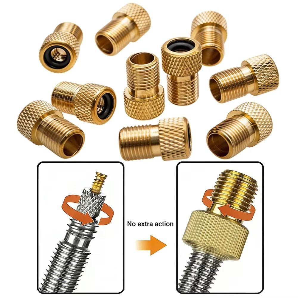 Golden Bicycle Valve Adapter Copper Bike Tire Valve Adapter Bicycle Pump Adapter