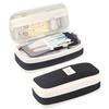 Black Canvas Pencil Case Double Zipper Large Capacity Stationery Storage Bag for Students