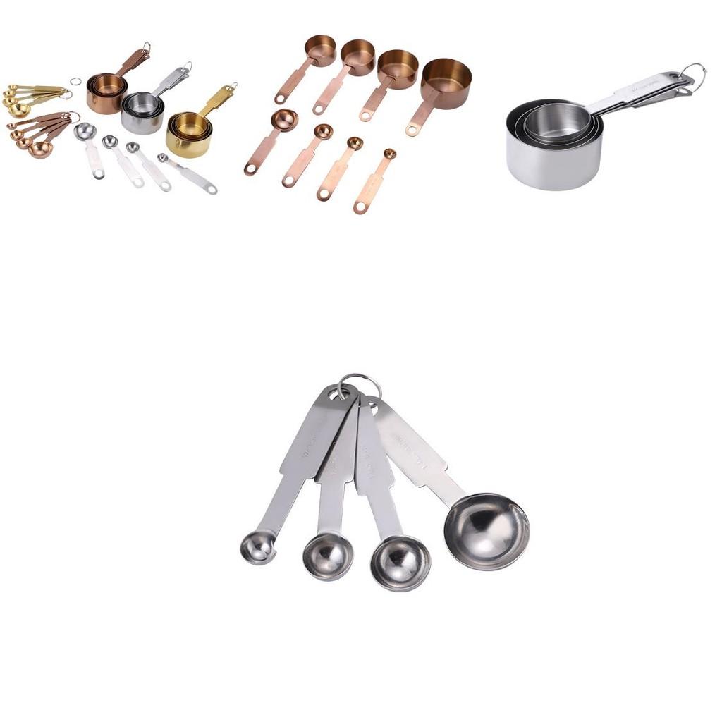 Elegantes 4-teiliges Messbecher- und Löffelset aus Edelstahl für modernes Küchenbacken