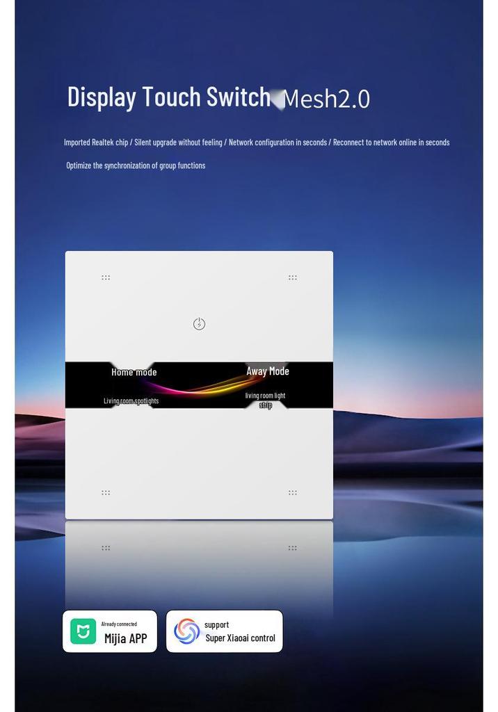 ZXWL Smart Touch Switch with AG Glass, Mesh2.0 Bluetooth, Mijia APP Connectivity