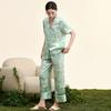 100% Mulberry Silk Fashionable High-End Edging Printed Short-Sleeved Pants Home Suit Set for Women
