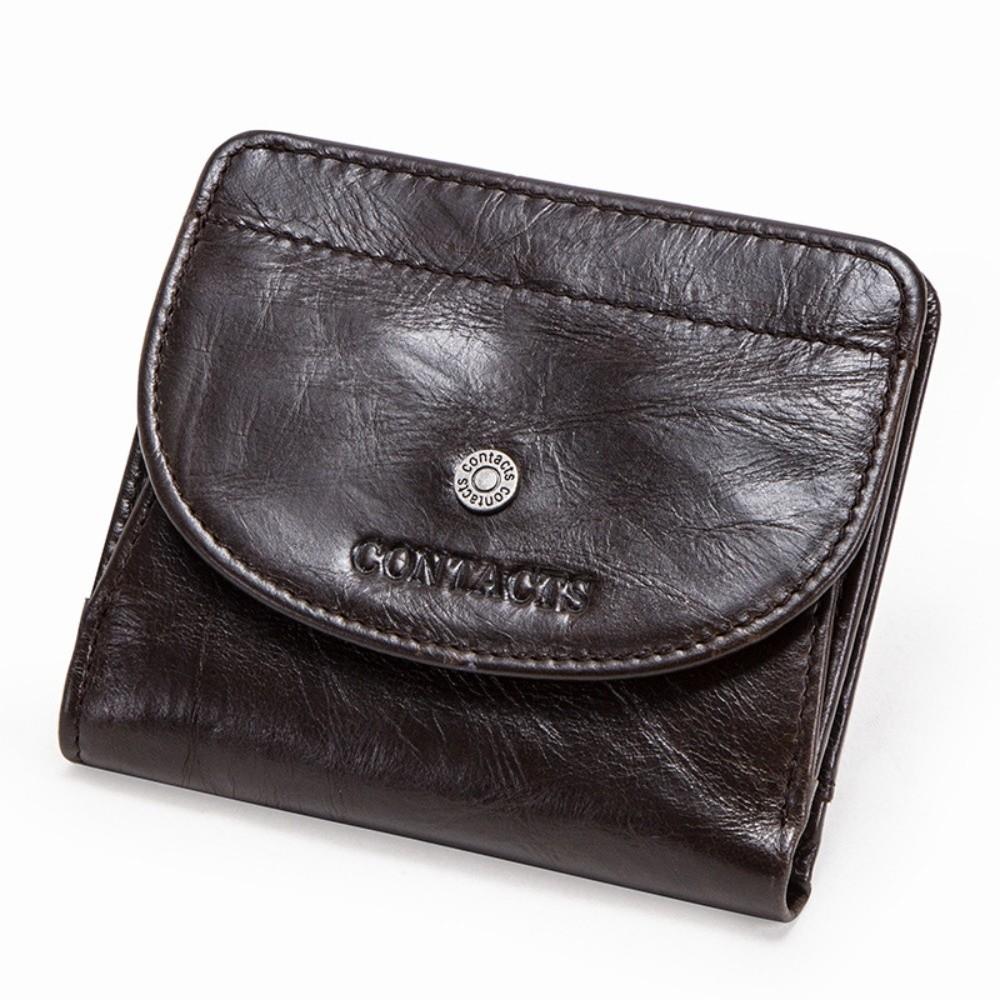 Portefeuille Rétro en Cuir Véritable Ultra Mince Pliant Porte-Cartes Bancaires Crédit RFID Pochette Portable Grande Capacité Portefeuille en Cuir de Vache Cadeau