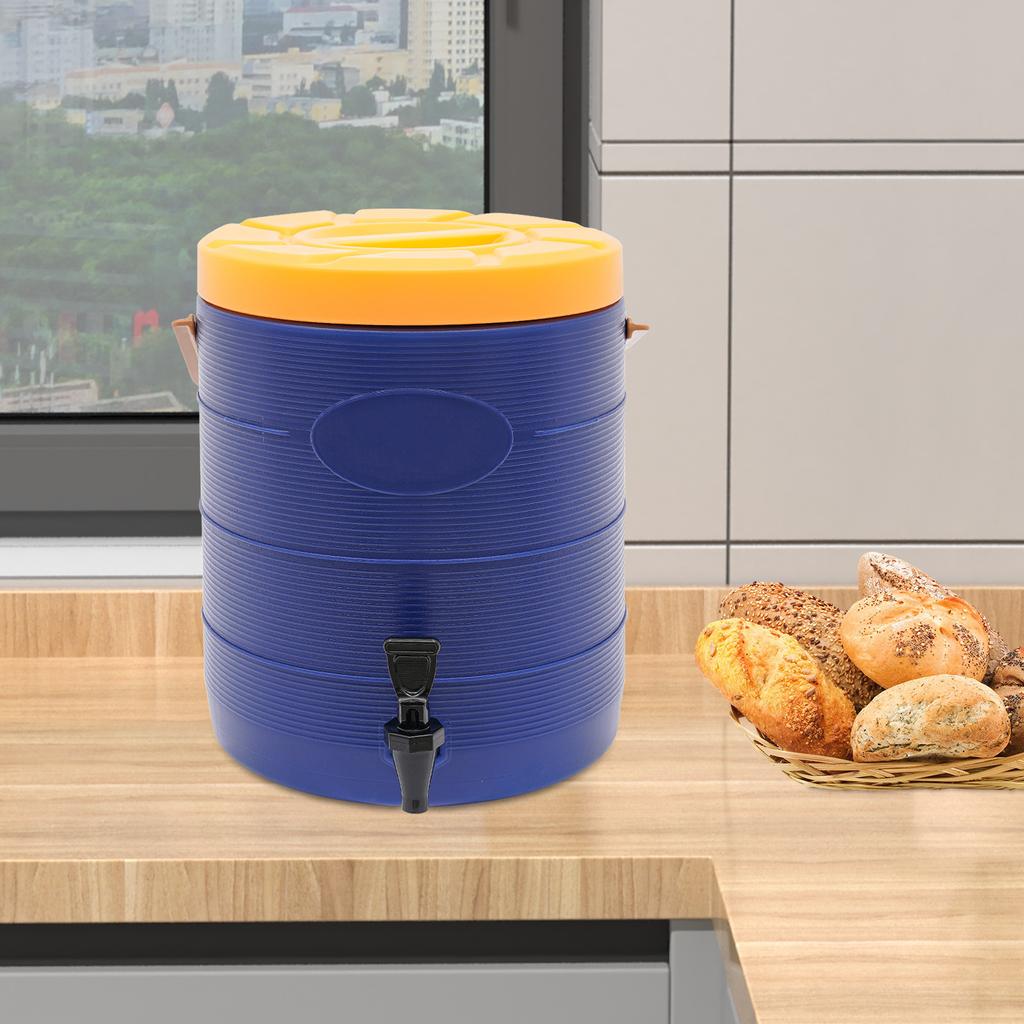 25L Stainless Steel Insulated Beverage Dispenser,Red/Brown/Blue Cylinder Insulated Container with Faucet for School Canteens