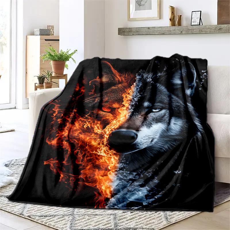 1PC Wolf Elements printed blanket, all season lightweight home office outdoor nap multifunctional blanket A9