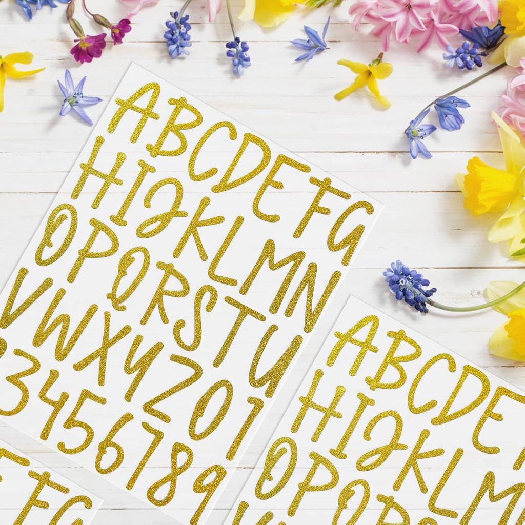 360 Pieces 10 Sheets Glitter Alphabet Letter Stickers,Self Adhesive Gold Letters,2 Inch