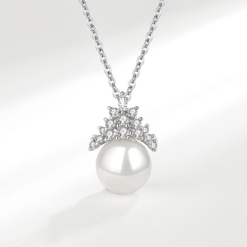 Luxury Freshwater Pearl Necklace And Earring Set With Crown Pendant Elegant Niche Jewelry For Spring Summer Women