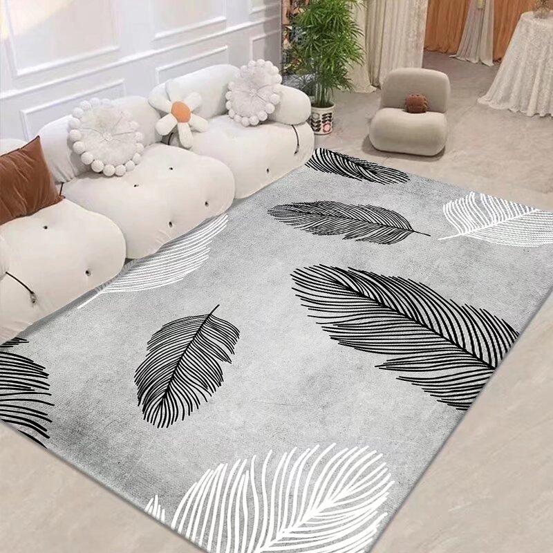 Light Luxury Feather Carpets for Living Room Soft Flannel Decoration Home Rug Modern Style Rugs for Bedroom Non-slip Floor Mats