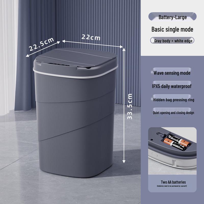 2026 Smart Sensor Trash Can: 14L with Blue Light Night Light, Press Ring Flip Lid & Spiral Pattern.