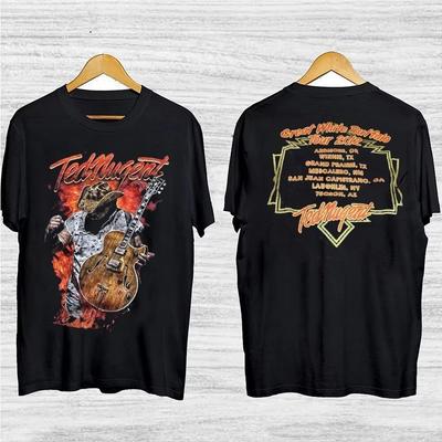 T-shirt Vintage Ted Nugent 2 Sides Adios Mofo 2012 Noir S à 5XL TU518 T-shirt Unisexe