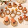 1Pair Bohemian Rattan Knit Earrings Geometric Handmade Jewelry Accessories for Women Party Jewelry