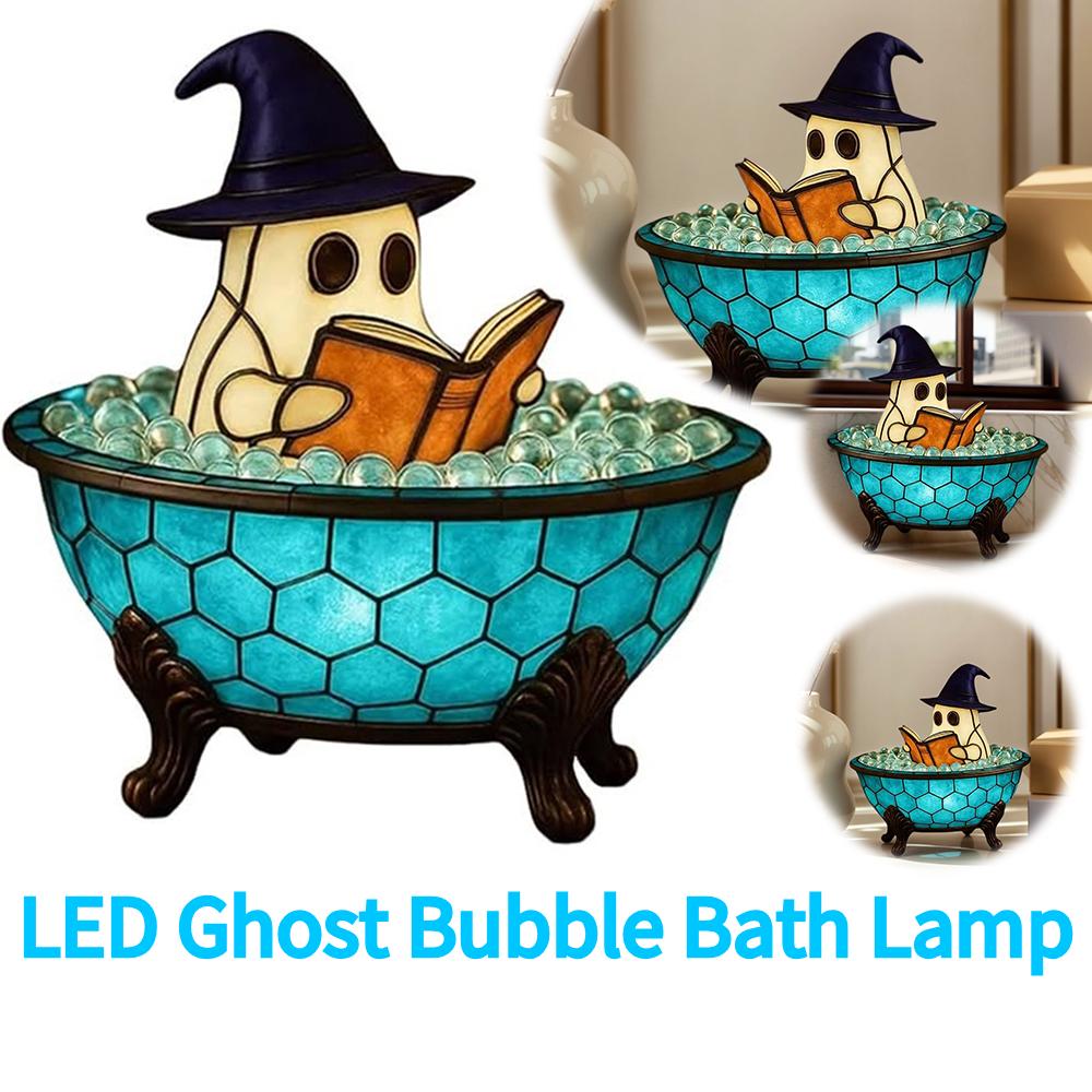 LED Halloween Ghost Night Light Battery Powered Cute Ghost Lamp Multi-Purpose Ghost Bathtub Accent Lamp for Home Bathroom Decor