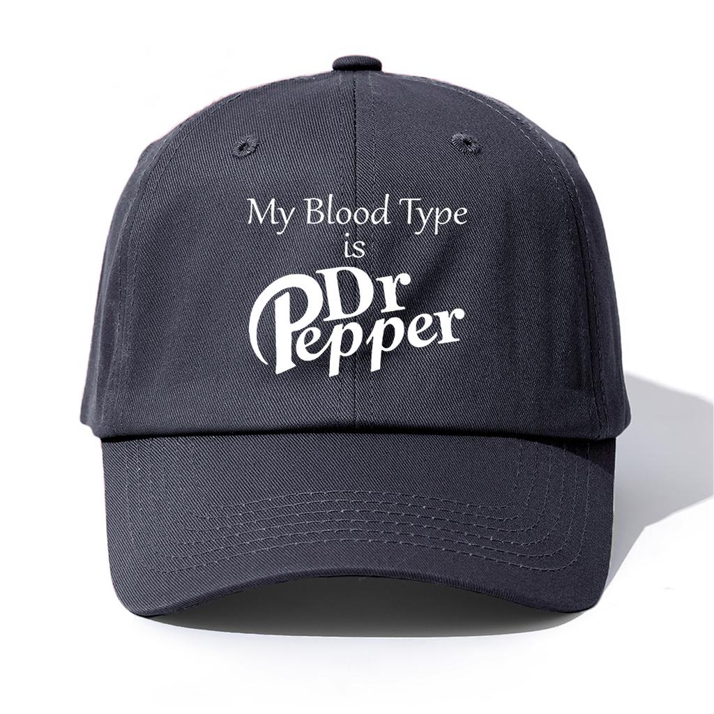 1pc MY BLOOD TYPE S DrPepper Print Baseball Cap for AdultsMinimalist Retro Style Casual Soft Adjustable Dad HatPerfect As Gift