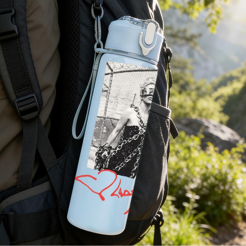 1PC Female Portrait 750ml Sports Water Bottle Leakproof Straw Lid Outdoor Office Home
