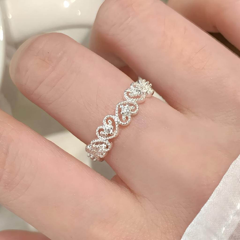 VENTFILLE   CopperBlack Zircon Wheat Ears Leaf Ring for Women Girl Gift Double Layer Simple Jewelry Dropshipping