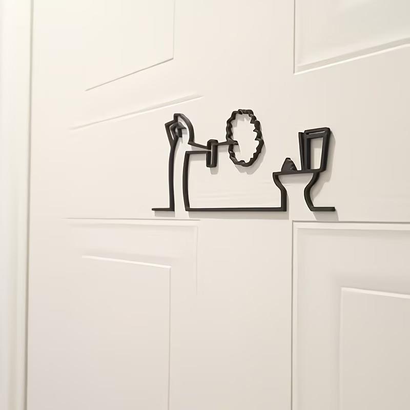 3D Nyomtatott Minimalista Vonalas Faldekoráció Öntapadós WC Jel Vízálló Modern Dísz Fürdőszobába Otthoni Dekoráció