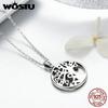 WOSTU Real 925 Sterling Silver Tree of Life Necklace Green Cubic Zirconia Round Pendant Family Tree Jewelry Gift for Her