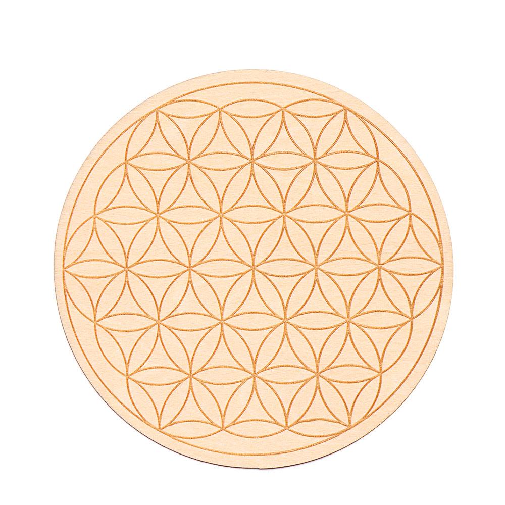 Collectibles Arts And Crafts Decor Healing Round Edge Wood Circles Carved Chakra Pattern Coaster