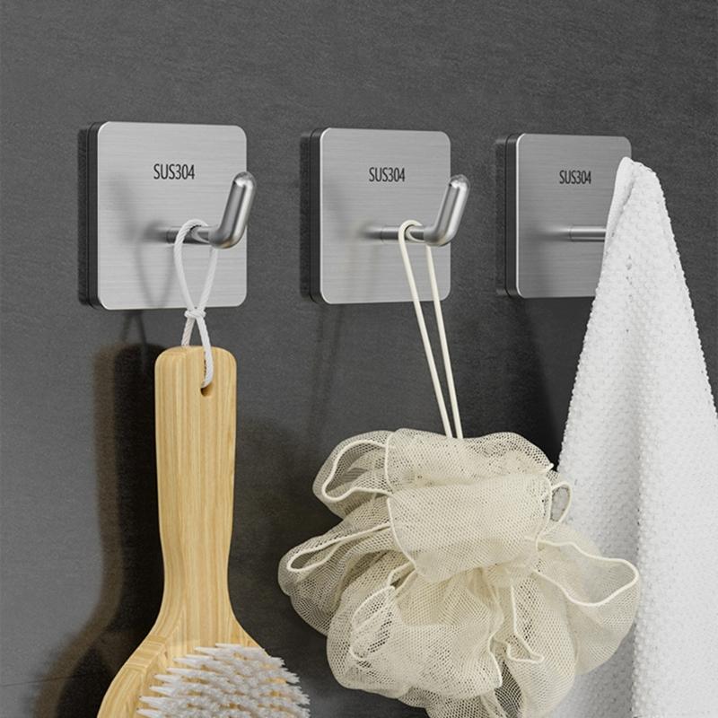 Set of 5 Versatile Adhesive Towel Holders Convenient Stick On Hooks for Bathroom Livingroom Rustproof Towel Holder Hooks