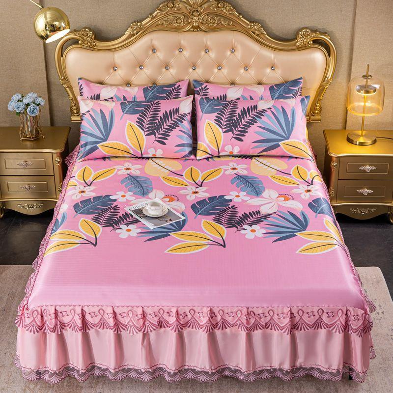 Bedroom Flat Sheets Bed Printed Fashion Modern Queen King Size Washed Cotton Comfortable Bedding Mattress Cover Bedspread