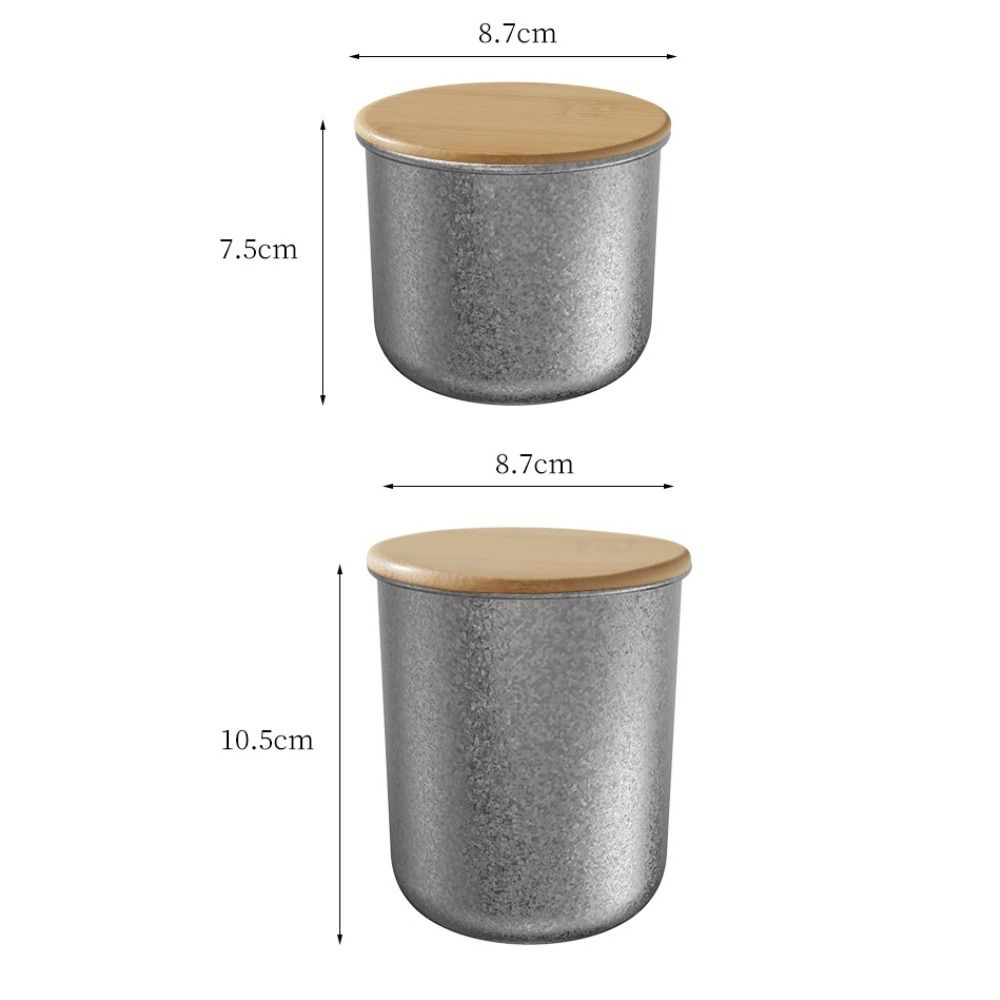 Retro Style Coffee Storage Jar 304 Stainless Steel Woodiness Lid Coffee Bean Storage Round Shape Seal Making Tea Can Kitchen Use
