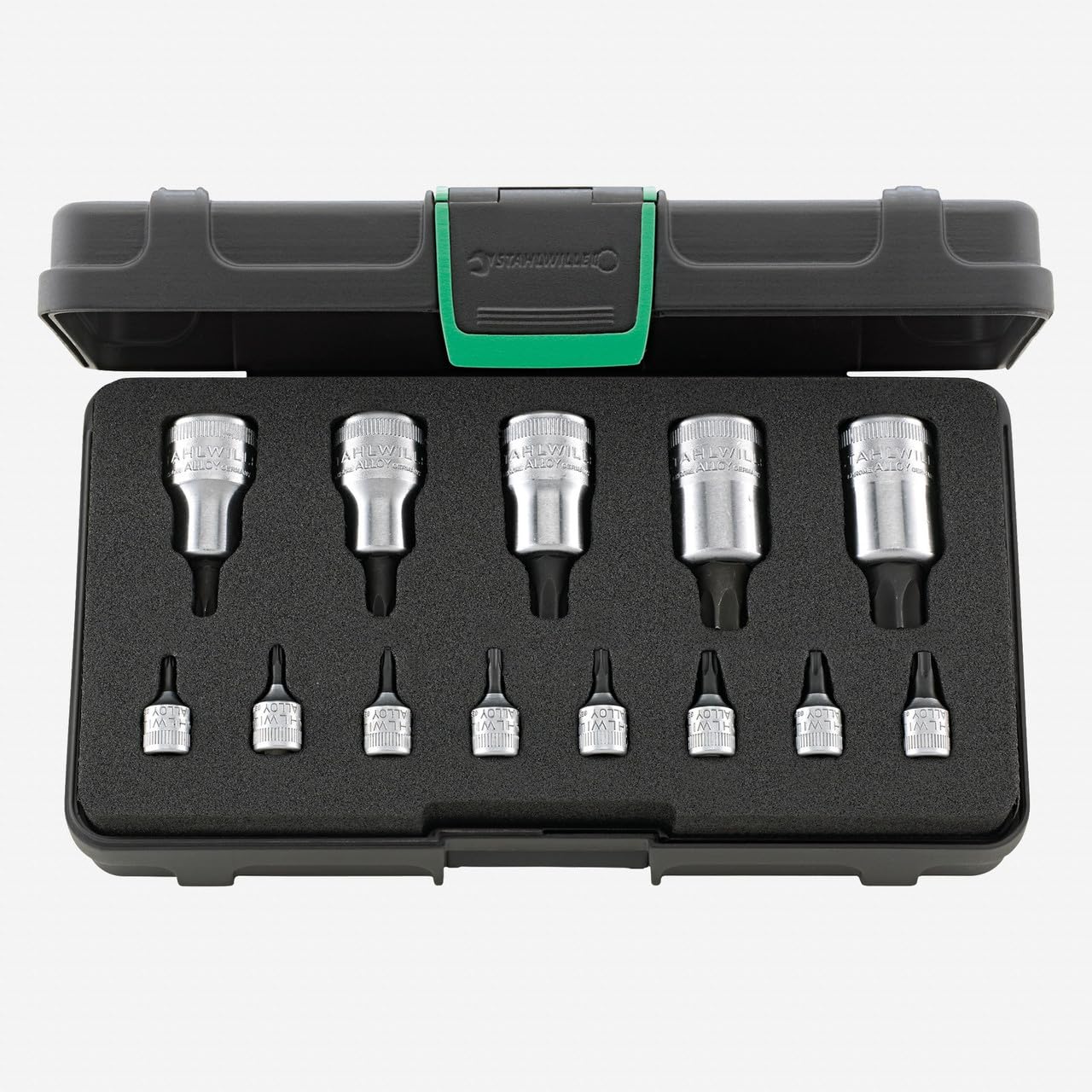 

Набір торцевих головок STAHLWILLE Torx з 13 предметів 1/4 +1/2 у кейсі, 54TX/44KTX/13