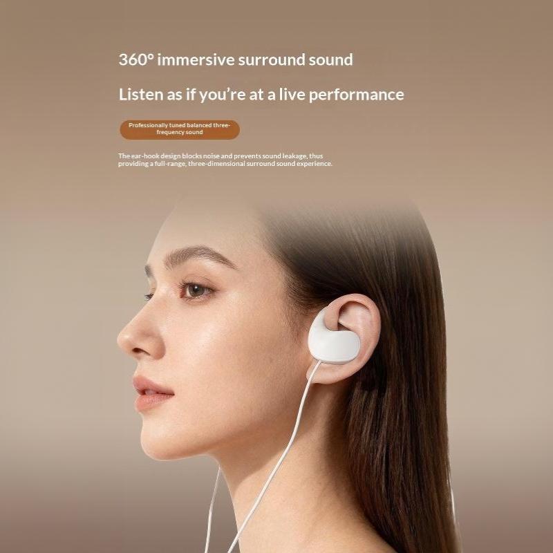Wired Control Type C 3.5Mm Headphones Ear Hook 9D Surround Sound Bass Earbuds Sports Gaming Headset Earphones