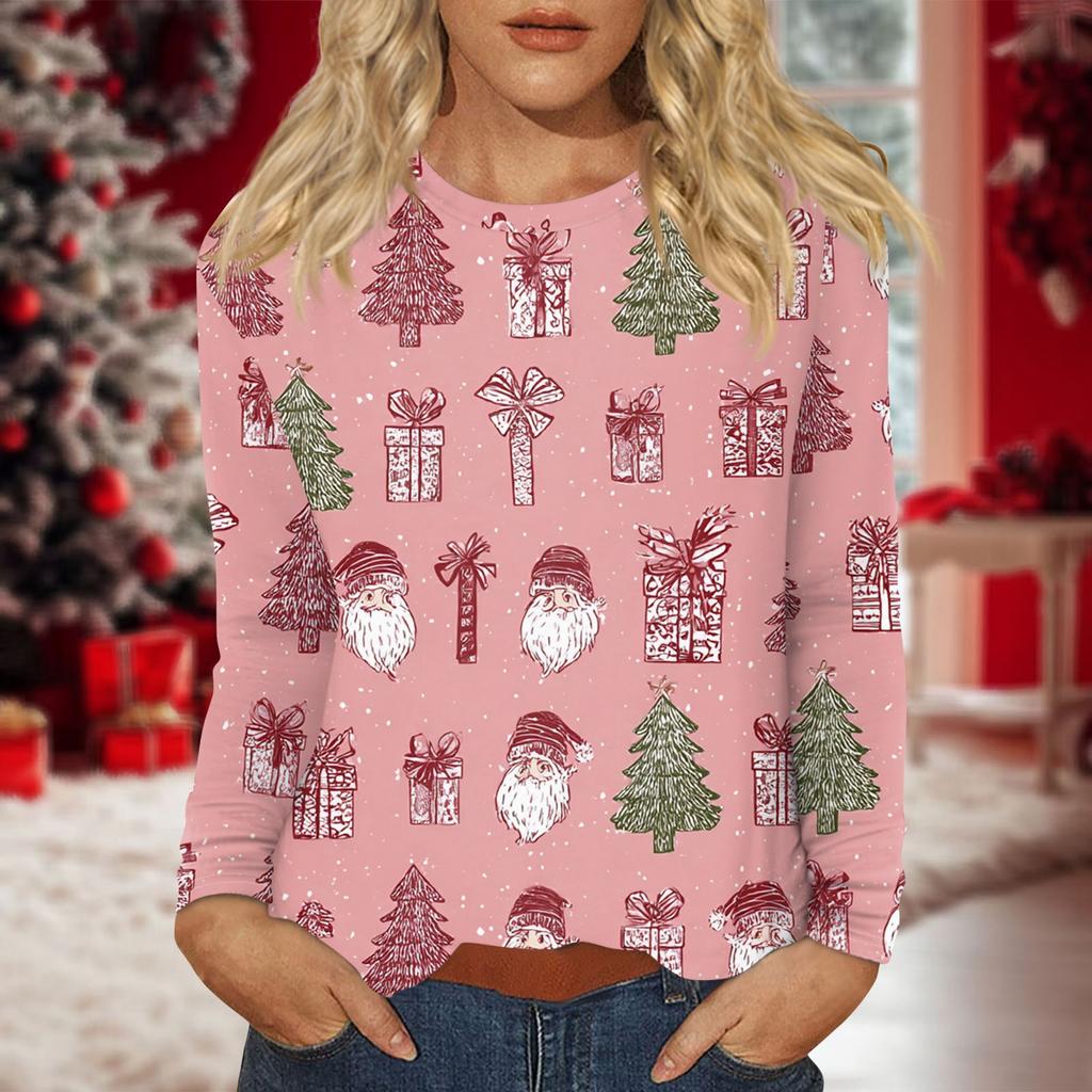 Women's Daily Casual Long-sleeved Printed O-neck Top