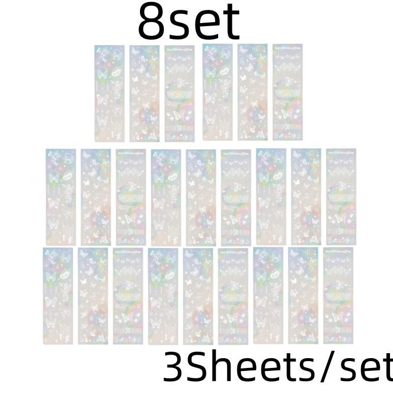 3 Sheets Butterfly Moon Star Stickers PET Transparent Decorative Stickers For Craft Album Journal Scrapbooking