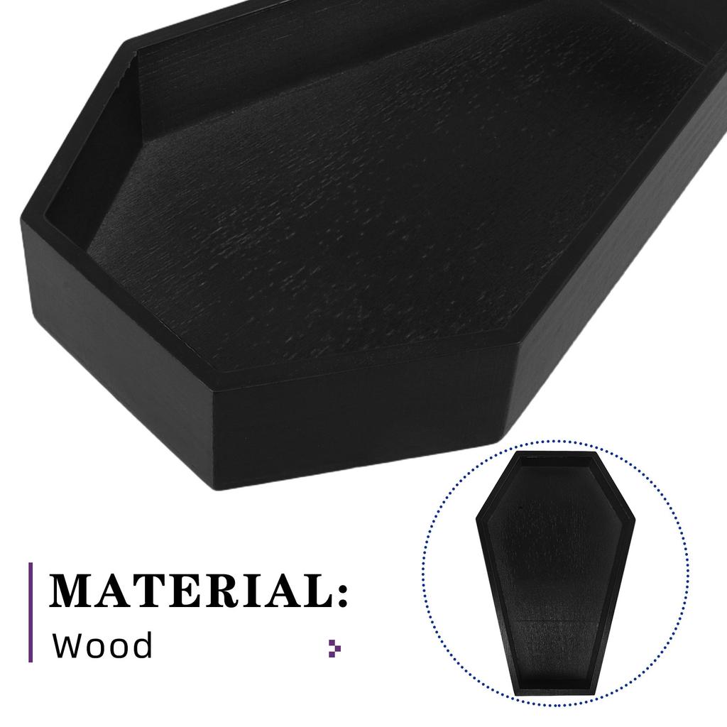 Gothic Wooden Coffin Tray 11x7inch Decorative Tray for Spooky Charcuterie Board Halloween Party Supplies Halloween Party Decor