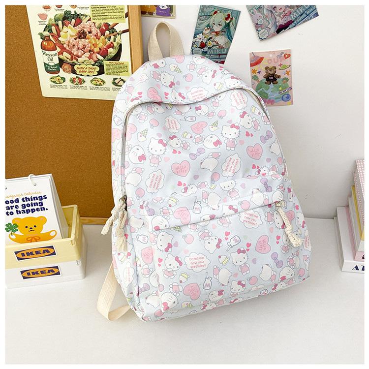 Schoolbag Backpack Men's 1 Trend Graffiti ins Large Capacity Fashion Printing Student Women's Backpack Waterproof and Wear-resistant White Ditch