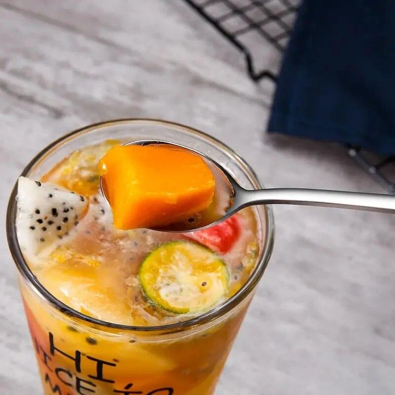 5ks 304 lžic z nerezové oceli Lžíce na zmrzlinu Lžíce na kávu s dlouhou rukojetí Lžíce na míchání Kuchyňské náčiní