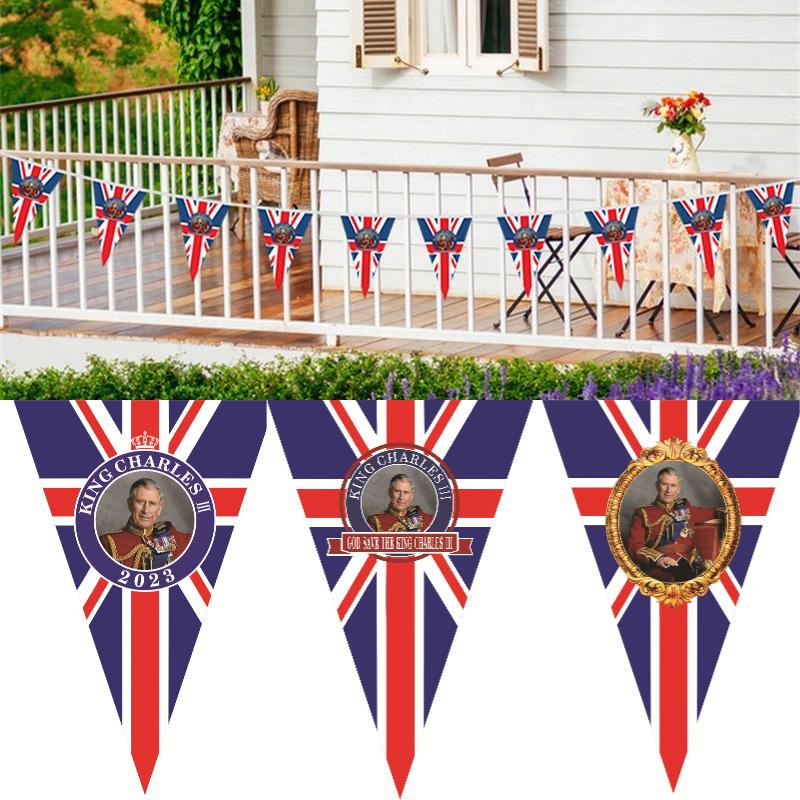 Charles King Iii Flag Banner Uk Coronation Ceremony Party Supplies Decoration
