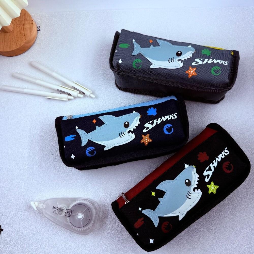 Cartoon Shark Pencil Case Large Capacity Stationery Organizer New Stationery Bag Students